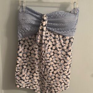 No Boundaries Lavender and Black Floral Tube Top